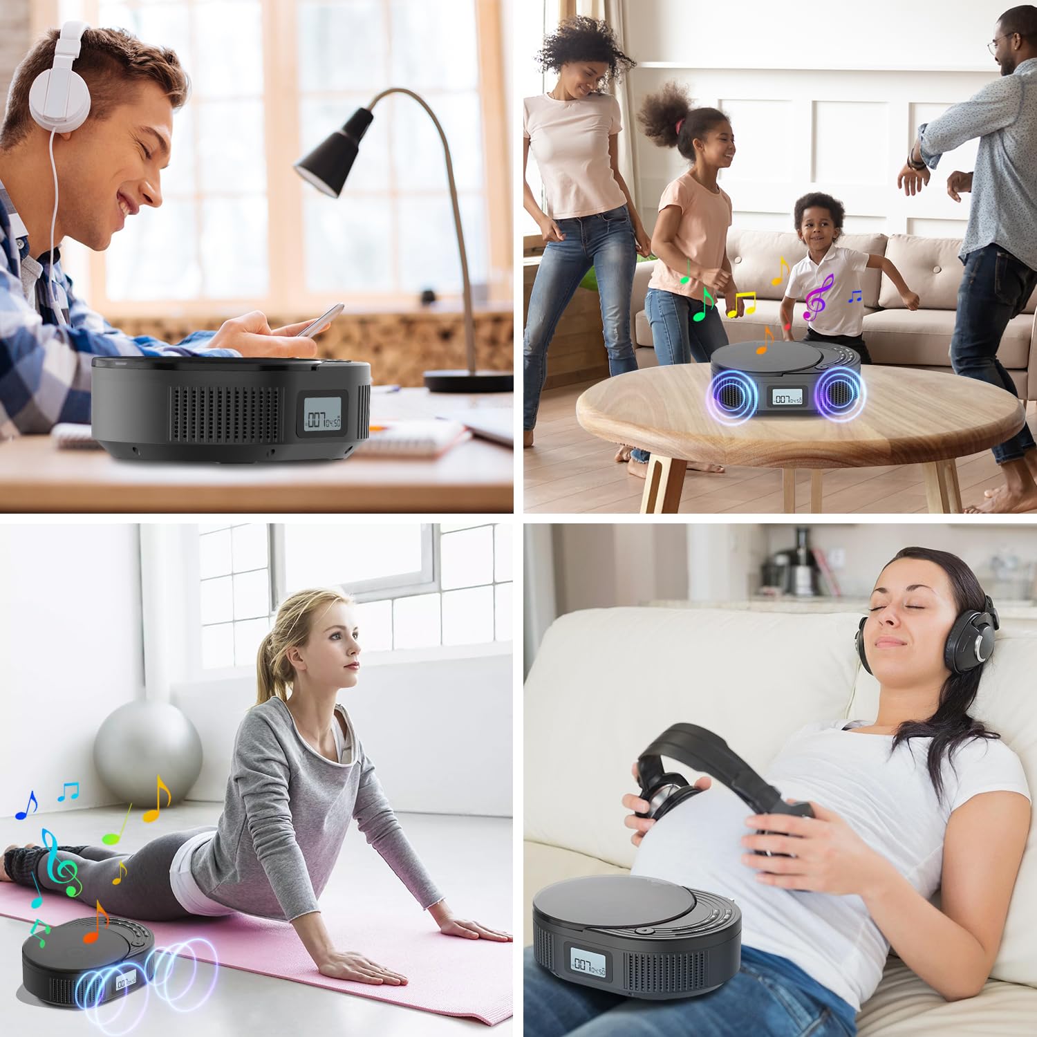 MONODEAL Portable CD Player Boombox with 2 * 3W Speakers, Bluetooth Transmitter & Speaker 2-in-1, FM Radio CD Player Combo for Car/Home, AUX/USB/MP3/WMA, Remote Control & Headphone Jack