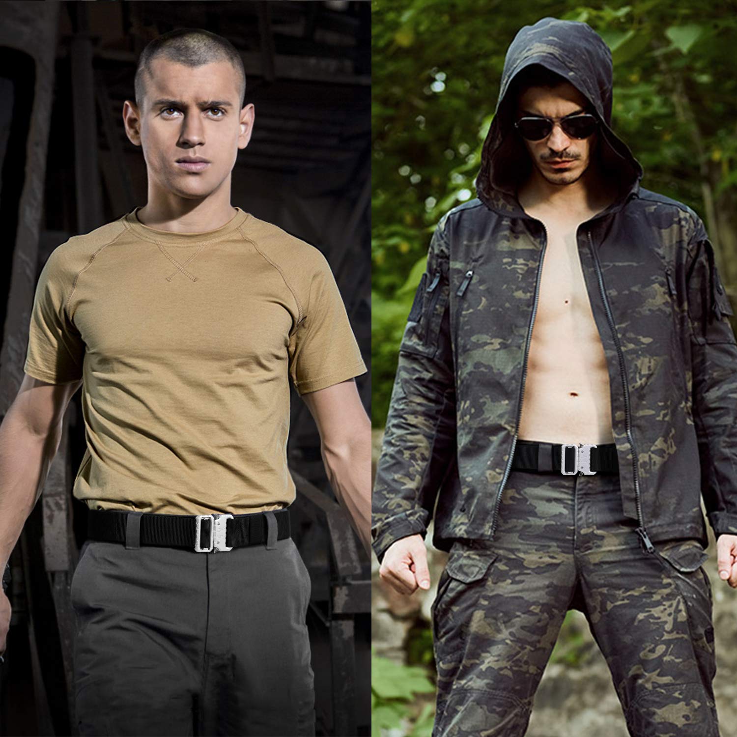 Whippy 2019 Tactical Military Webbing Nylon Belt,Webbing Gun Belt in Quick-Release Metal Buckle