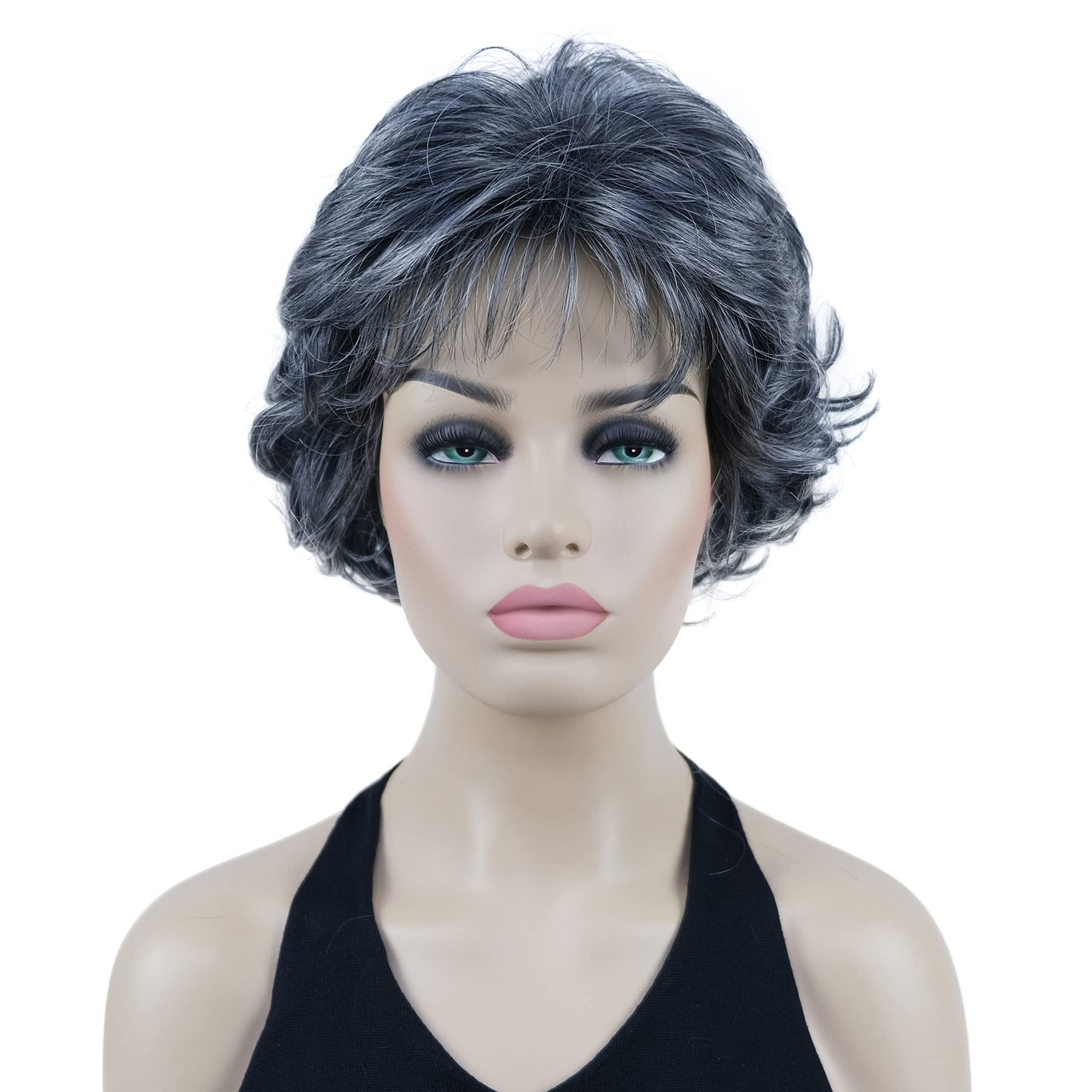 Lydell 8" Short Curly Women Wigs Soft Shaggy Layered Classic Cap Full Synthetic Wigs (AB009)