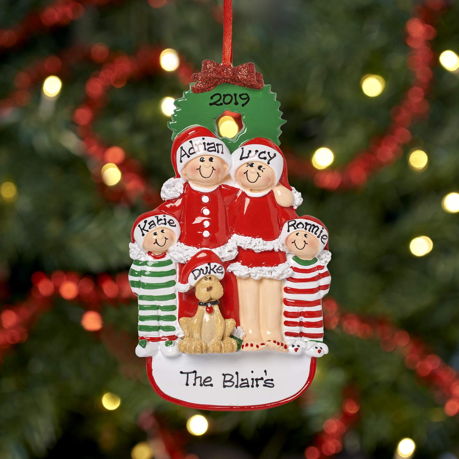 Wreath Family Groups 3 4 5 6 With Optional Dog Personalised Family Christmas Xmas Tree Bauble Decoration Ornament Seasonal Decor