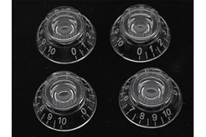 KAISH Set of 4 Clear Transparent LP Guitar Bell Knobs Top Hat Knob with White Numbers for Epi Les Paul or SG