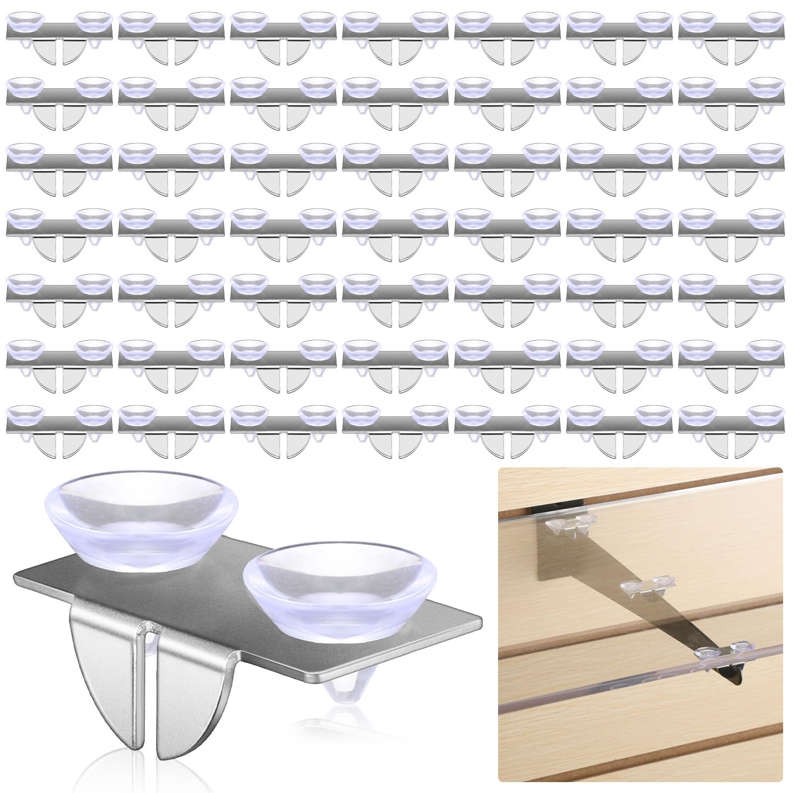 Photo 1 of Tandefio 20 Pcs Center Shelf Rest Clip with Rubber Cushion, Galvanized Metal Glass Shelf Brackets Balancing Clip for Brackets to Hang Glass, Metal, Wood