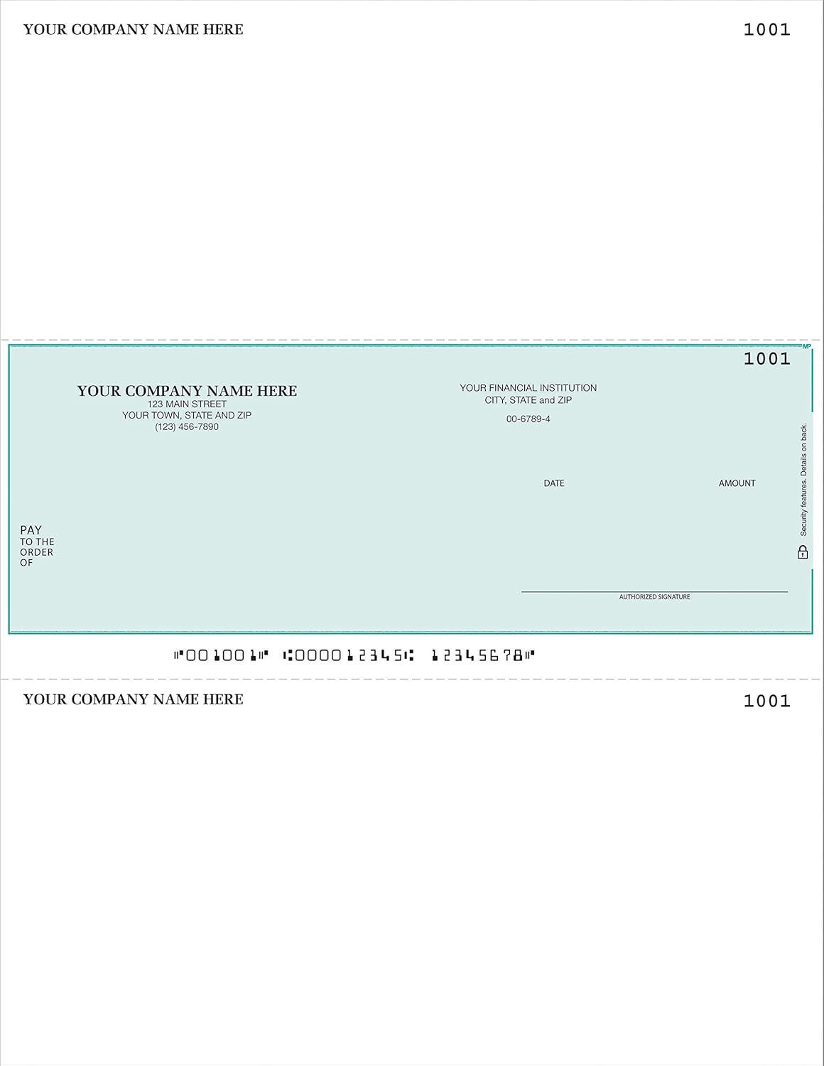 CheckSimple Laser Business Checks, Middle Format for MAS & Businessworks Software (100 Qty) - Custom : Office Products