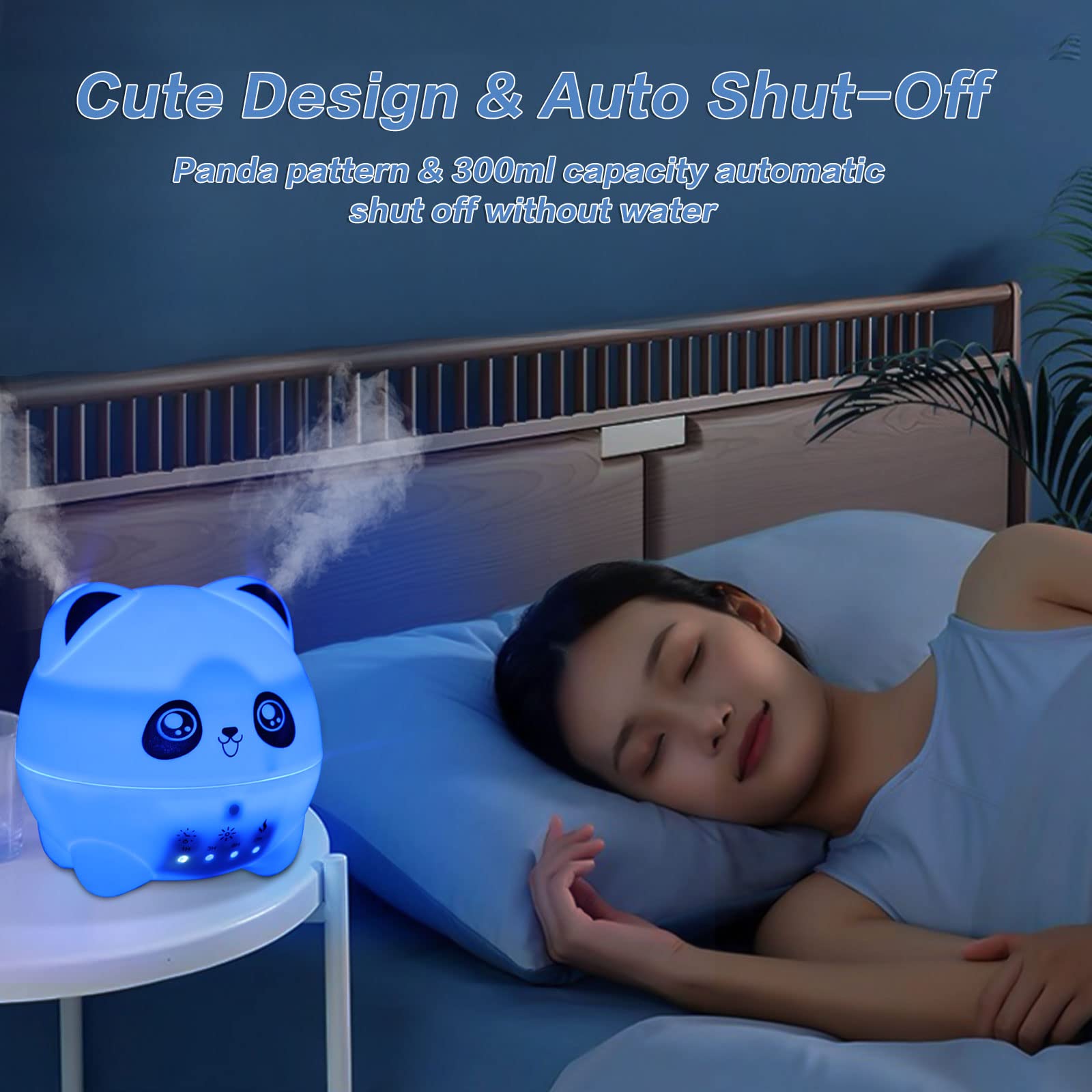 Mightree Mini Cool Mist Humidifier - Quiet Aroma Diffuser with 7 Color LED Lights, 2 Mist Levels, Timer & Auto Shut-Off for Bedroom and Office