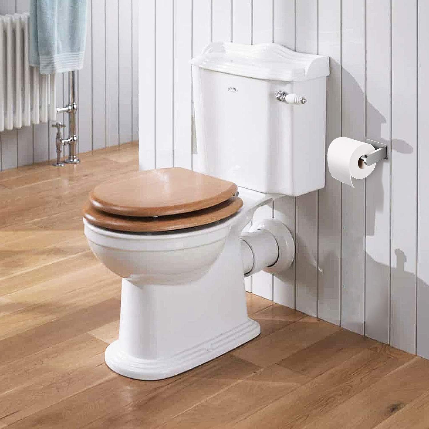 FRCAMI Self Adhesive Toilet Paper Holder, Brushed Nickel Toilet Paper Roll Holder SUS304 Stainless Steel for Bathroom Kitchen: Home & Kitchen