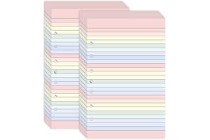 DOSTATNI Colored Loose Leaf Paper 5.5" x 8.5" 7-Hole Lined Filler Paper College Ruled Notebook Refill Pad Pastel Colored Lined Refills Hole Punched Notebook Refills for 3 or 7 Ring Binders (100)