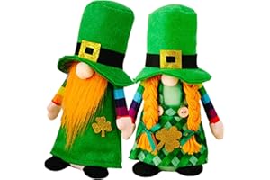 Alaxciax 2Pcs St. Patrick's Day Gnomes, 10.6 Inch St Patrick’s Day Decorations Irish Gnome Mr and Mrs St. Patricks Day Gnomes Plush for Home Holiday Decoration