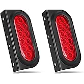 Oval Trailer Lights, Trailer Light Bracket, LIMICAR 6" inch Trailer Tail Light with flush Mount Grommets Plugs Mounting Brack