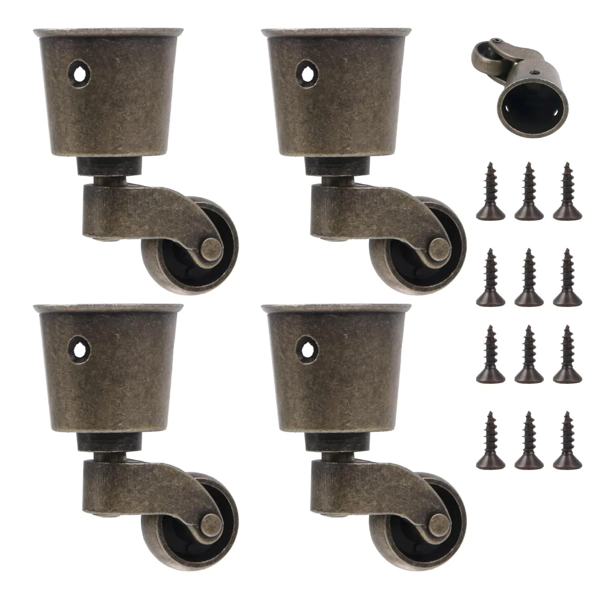 Photo 1 of Emptty 4PCS Cups Swivel Wheel Caster 2.6 x 1.5 Inch Vintage Swivel Round Cup Caster for Furniture, Piano Stands, Tables, Cabinets, Bookshelves, Plant Stands