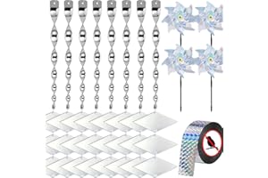Chaohua Bird Devices Outdoor Set, Bird Reflectors to Keep Birds, Bird Reflectors Shiny Wind Spinners, Reflective Pinwheels with Stakes, Keep Geese, Pigeon, Duck, Woodpecker Away