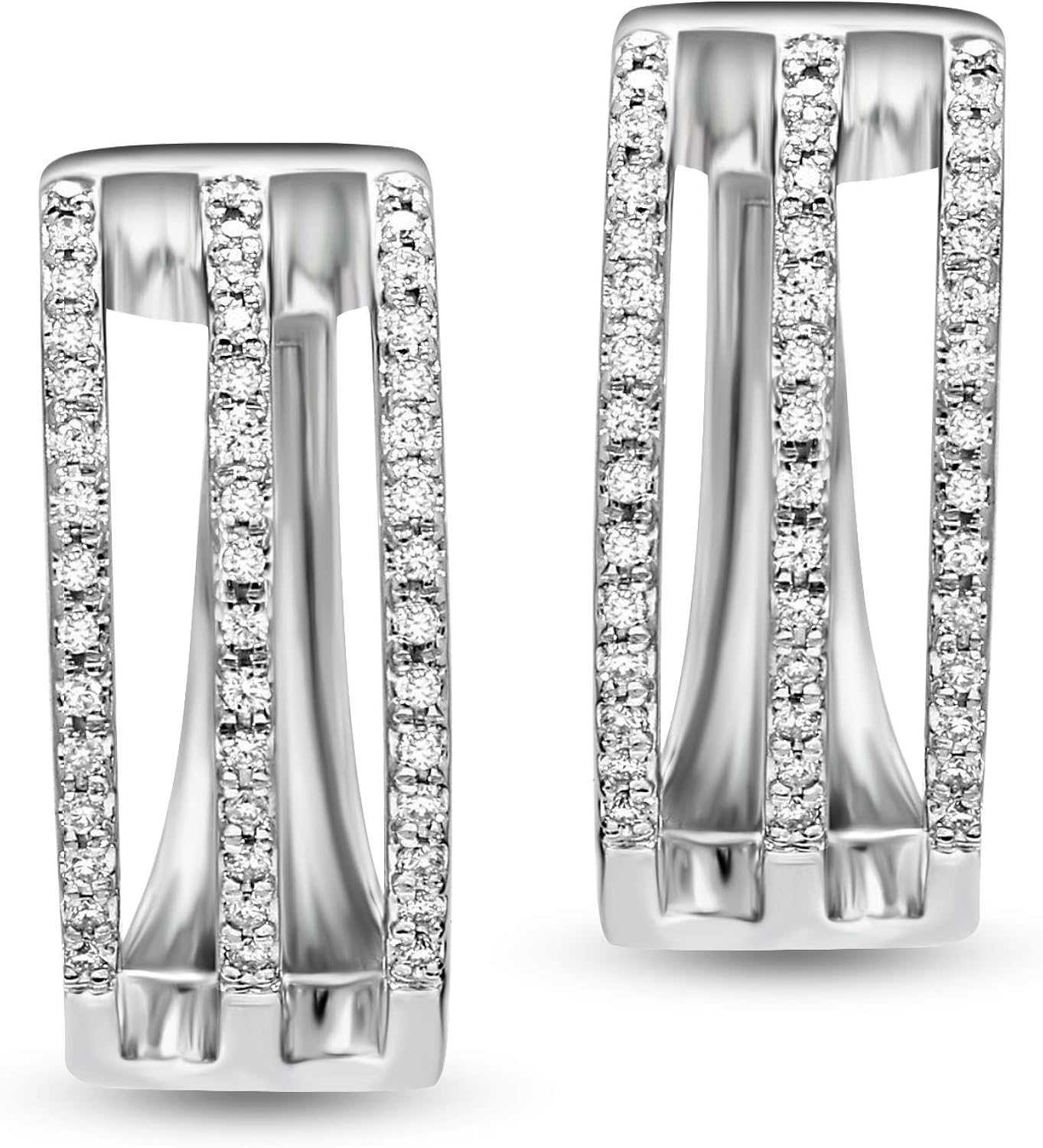 Lab Grown 1/4 ct -1/2 Carat Diamond Earrings 10K White Gold Huggie Hoop Earrings for Women Lab Created Diamond Hoop Earrings Jewelry Gifts For Women