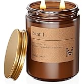 M&SENSE Santal Scented Christmas Candle Gift | 19.4oz, 115-Hour Burn | Natural Organic Soy Wax | Long-Lasting for Stress Relief and Gifting | for Christmas, Thanksgiving, Holiday