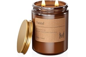 M&SENSE Santal Christmas Candles | 19.4oz, 115-Hour Burn | Natural Organic Soy Wax | Long-Lasting for Stress Relief and Gifti