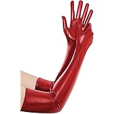 BABEYOND Long Gloves for Women - Shiny Metallic Wet Look Elbow Length Stretchy Halloween Costumes