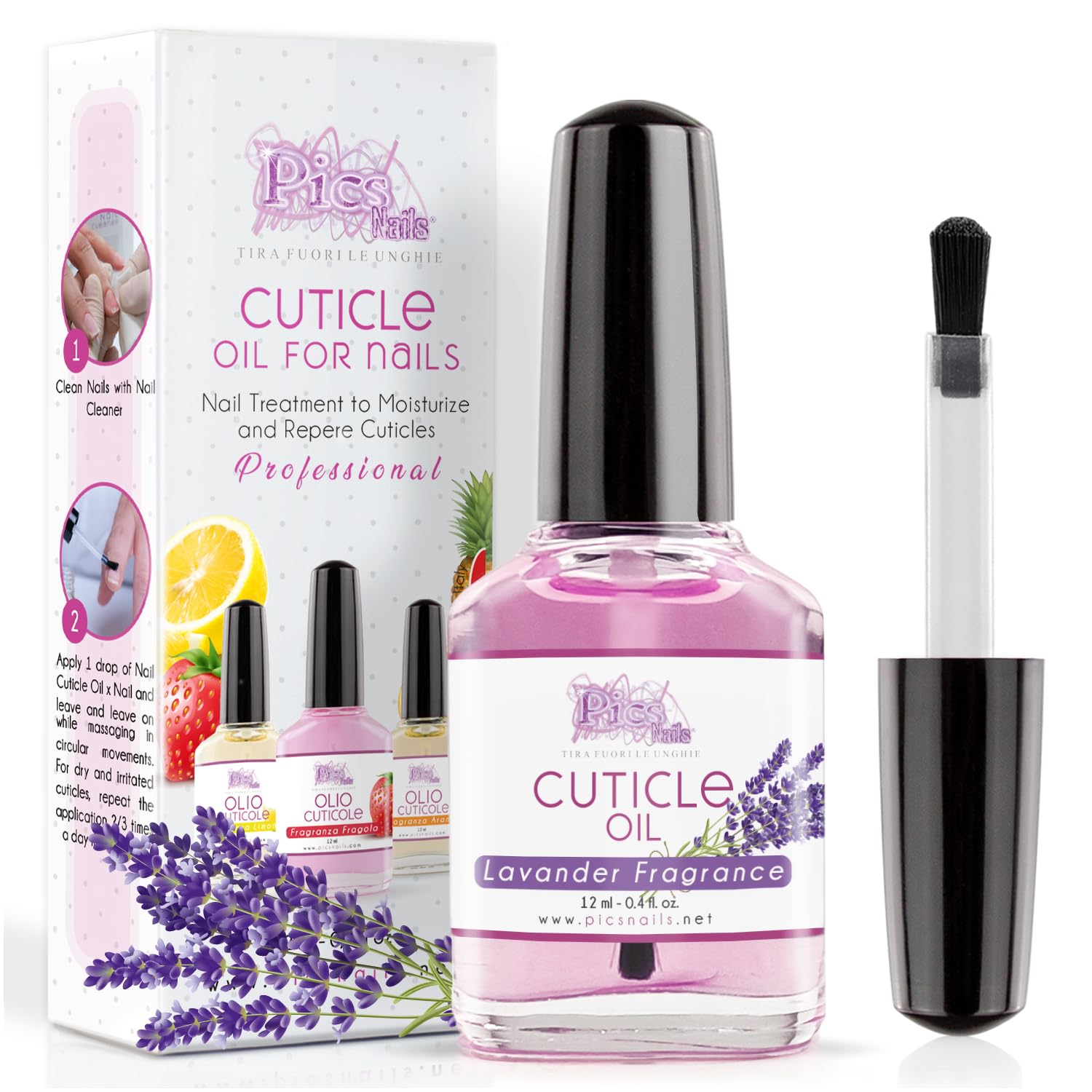 Cuticle Oil for Nails Professiona Nail Treatment 12 ml - 0,4 Fl. oz - Lavender Fragrance - Moisturizing and Regenerating Oil for Cuticles, Gives Relief and Freshness to Dry and Irritated Skin