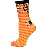Hot Sox Women's Spider Stripe Crew Sock 1 Pair, Orange, Women's 9-11