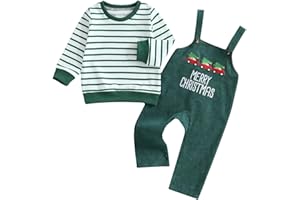 MERSARIPHY Toddler Baby Boys Halloween Outfits Stripe Shirt Sweatshirt + Overalls Little Pumpkin Boo Fall Winter Clothes Set