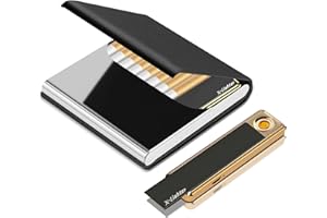 X-LIGHTER Cigarette Case with Lighter for 84MM King Size, Smell Proof, Ultra Slim, Leather Cigarette Holder Case for Men, Business