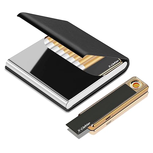 X-LIGHTER Cigarette Case with Lighter for 84MM King Size, Smell Proof,  Ultra Slim, Leather Cigarette Holder Case for Men, Business in Dubai - UAE 