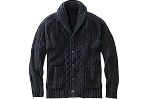 Men Winter Thick Cardigan Sweaters Fashion Shawl Collar Button Up Sweater Cable Knitting Casual Open Front Knitwear