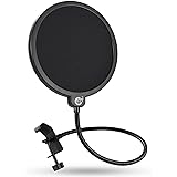 Pop Filter, EJT Upgraded Microphone Mask Shield for Blue Yeti and Other Mic, 6 Inch Dual Layered Pop Wind Screen with Enhance