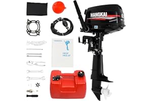 BJTDLLX 4 Stroke Outboard Motor with Fuel Tank, 123CC 6.5HP Boat Motor Boat Engine Motor, Heavy Duty Outboard Motor Inflatable Marine Fishing Yacht Engine