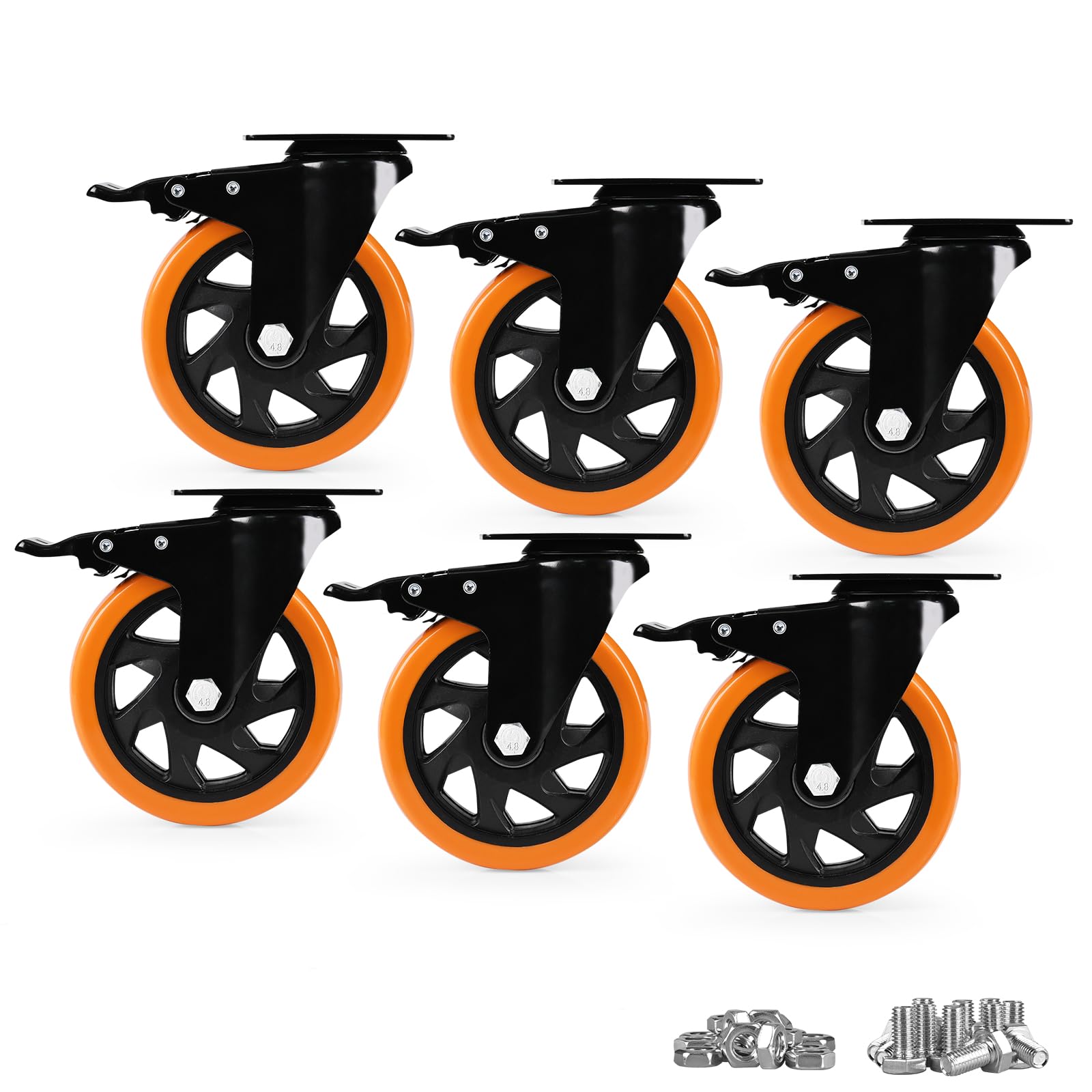 Caster Wheels, Heavy Duty 5 Inch Casters Set of