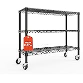 Orchidleaf 3-Tier Wire Shelving Unit with Wheels, 36.9" W x 18.6" D Heavy Duty Metal Storage Rack, Adjustable Shelves, Locking Casters, 350 lb Per Shelf (1050 lb Total) for Garage, Pantry, Kitchen