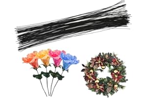 Cinvo 22 Gauge Stem Wire 100 Counts Floral Paper Wrapped Wire 14 Inch Wire for Flower Arrangements DIY Bouquet Handcrafts (Black)