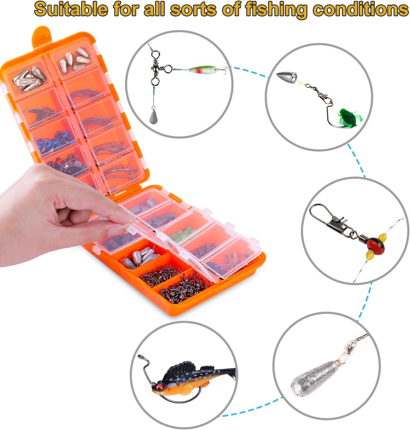 TOPFORT 230PCS Fishing Accessories Kit, Including Jig Hooks, Bullet Bass Casting Sinker Weights, Different Fishing Swivels Snaps, Sinker Slides, Fishing Line Beads, Fishing Set with Tackle Box… : Sports & Outdoors