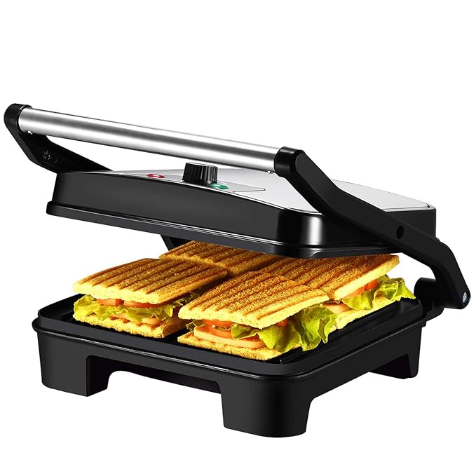 IKICH Temperature Control Panini Press, 4 Slice Sandwich Maker