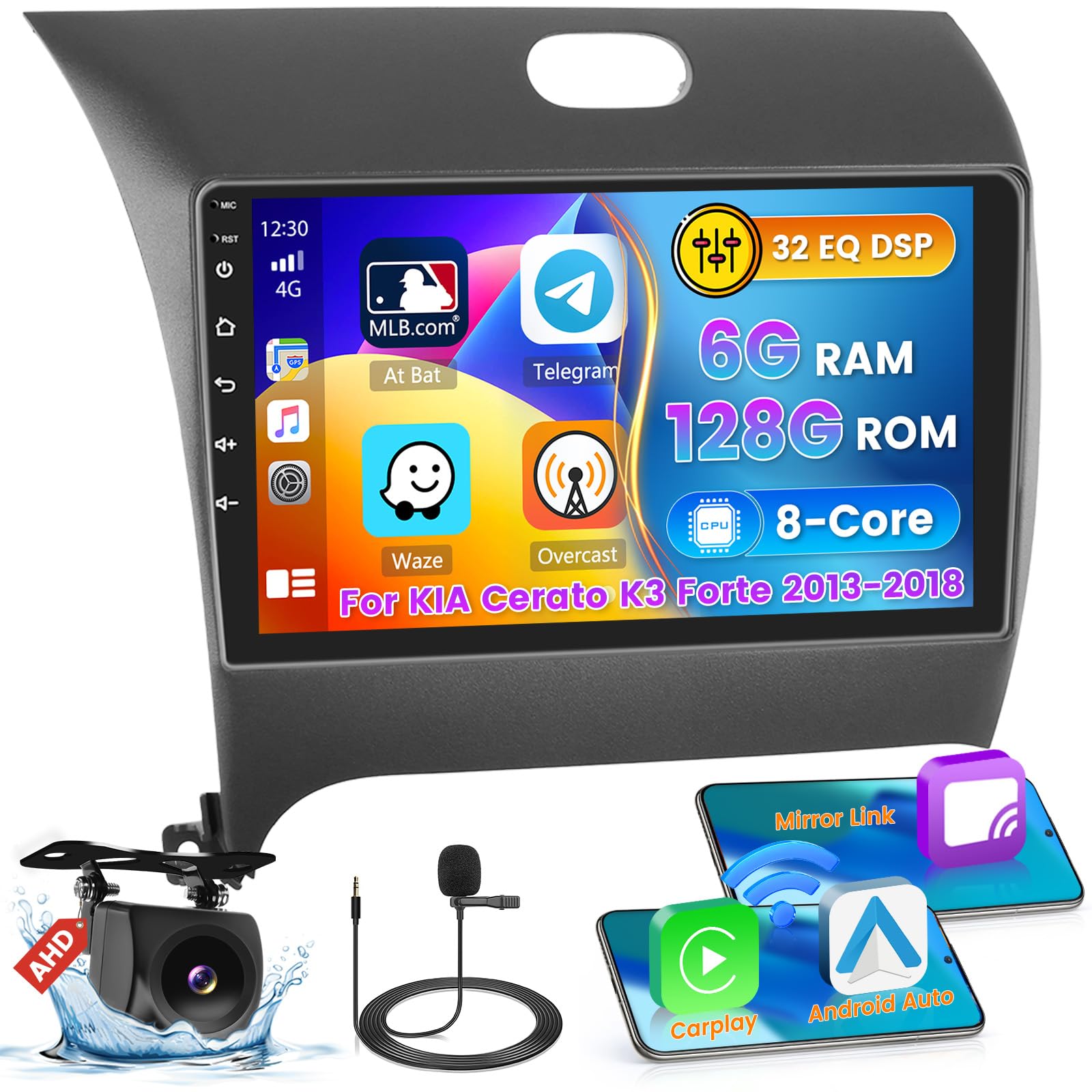 Photo 1 of Roinvou [8 Core 6G+128G] for KIA Cerato K3 Forte 2013-2018 Android Radio with Wireless Carplay Android Auto, 9 Inch IPS Touch Screen Car Stereo, Bluetooth 5.0, 32 EQ, GPS, WiFi, 59UI, SWC