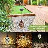 Tomshine Solar Lantern Outdoor Hanging Light Garden Decor Olive Carved Metal view 2
