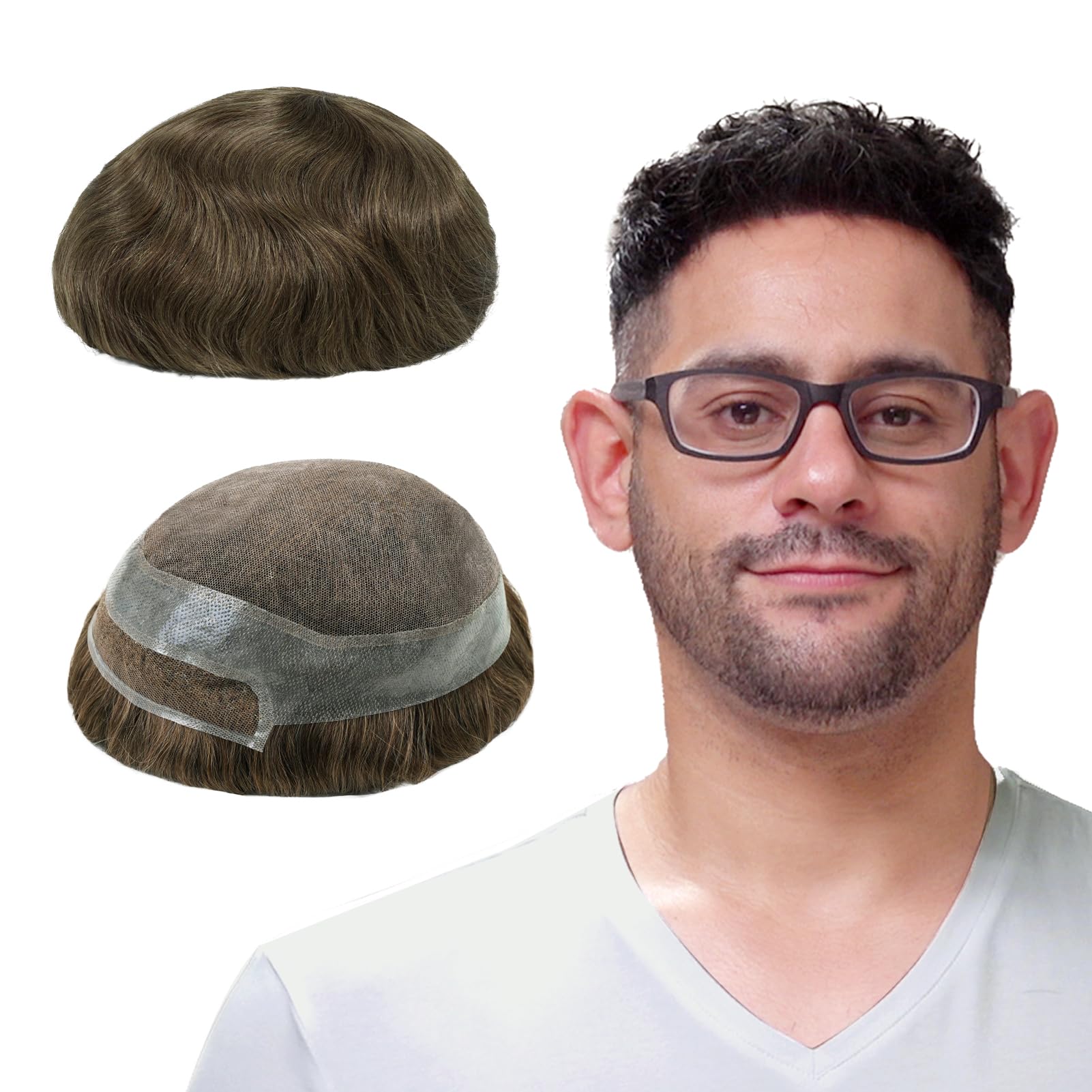 Lordhair Human Hair Toupee for Men, Natural Hairline French Lace Front with Skin Perimeter Men's Hair System โ image 1