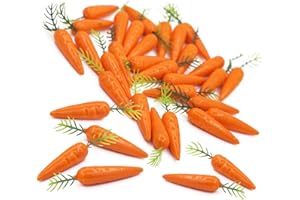 Eiarrnp 30 Pcs Mini Artificial Fake Vegetables Carrots Decor - Faux Lifelike Simulation Plastic Carrot for Home House Kitchen Party Decoration - Artificial Vegetable Fake Carrots