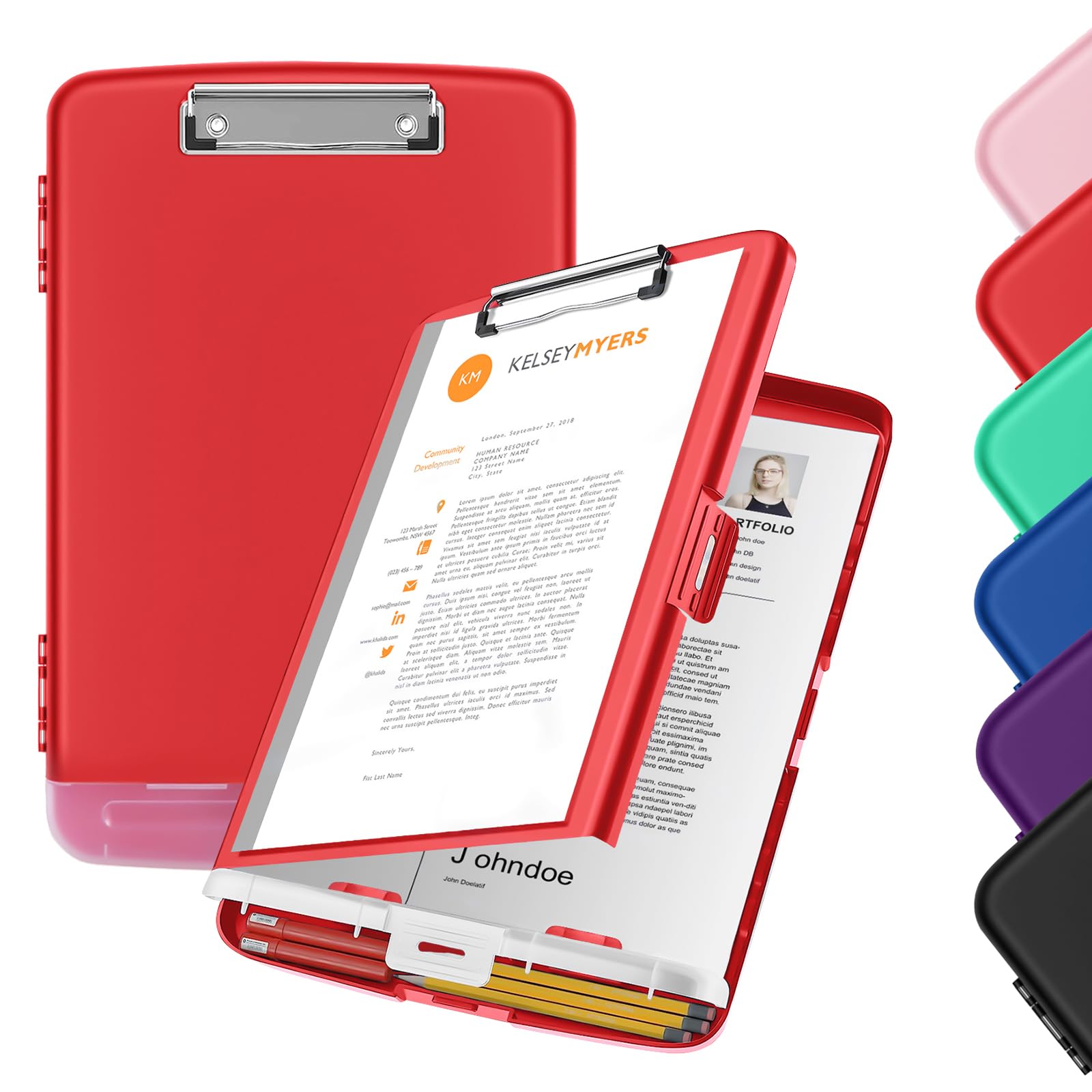 WENYA A4 Clipboard with Storage, Plastic A4 Clipboard Folder Storage Box with Separate Pen Compartment for School Office Medical Personnel