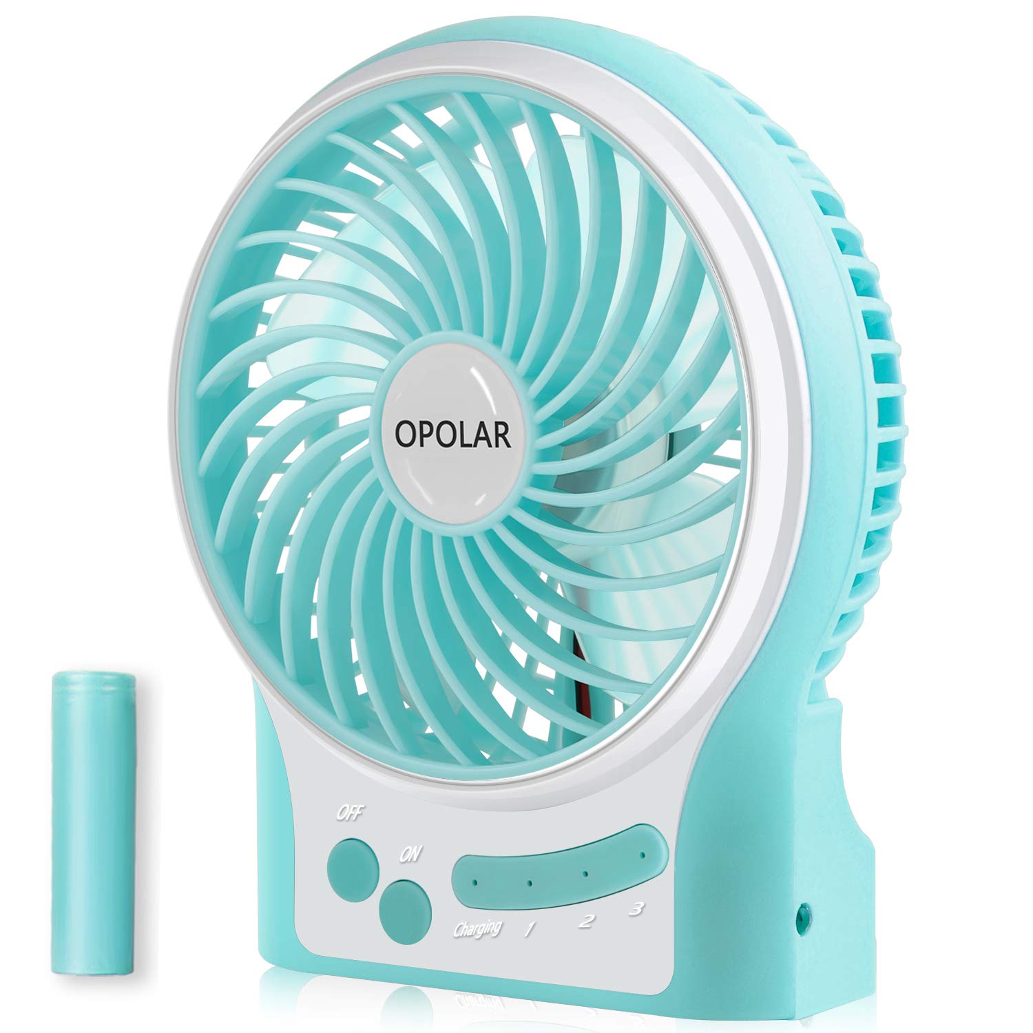 OPOLAR Portable Travel Battery Operated Fan with 4-15 Hours Battery Life, Rechargeable 3 Speeds Handheld Mini Fan with Powerful Airflow for Camp and Outdoor Events, USB Powered, Quiet, for Hot Flashes