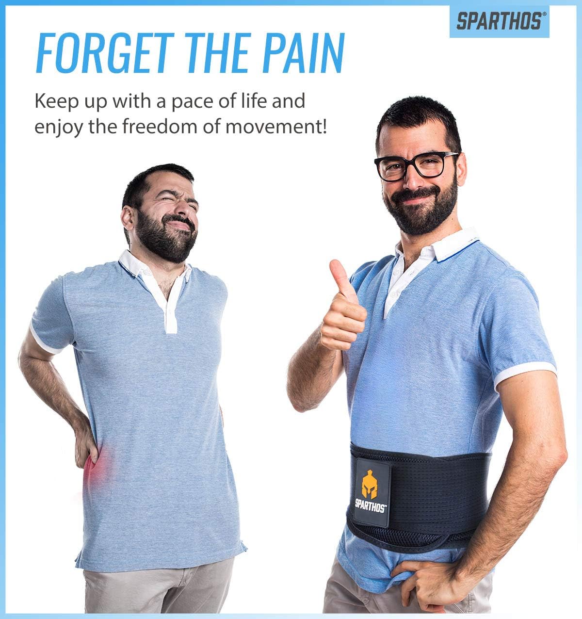 Back Brace by Sparthos - Immediate Relief for Back Pain, Herniated Disc, Sciatica, Scoliosis and more! – Breathable Mesh Design with Lumbar Pad – Adjustable Support Straps – Lower Back Belt [Size Med]: Health & Personal Care