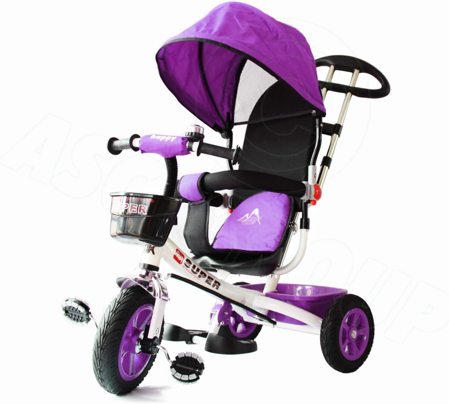 All Road Trikes CHILDS PEDAL TRIKE BLACK/WHITE Adjustable Seat Front & Rear Baskets 2-5 Years **JY-T04 White**