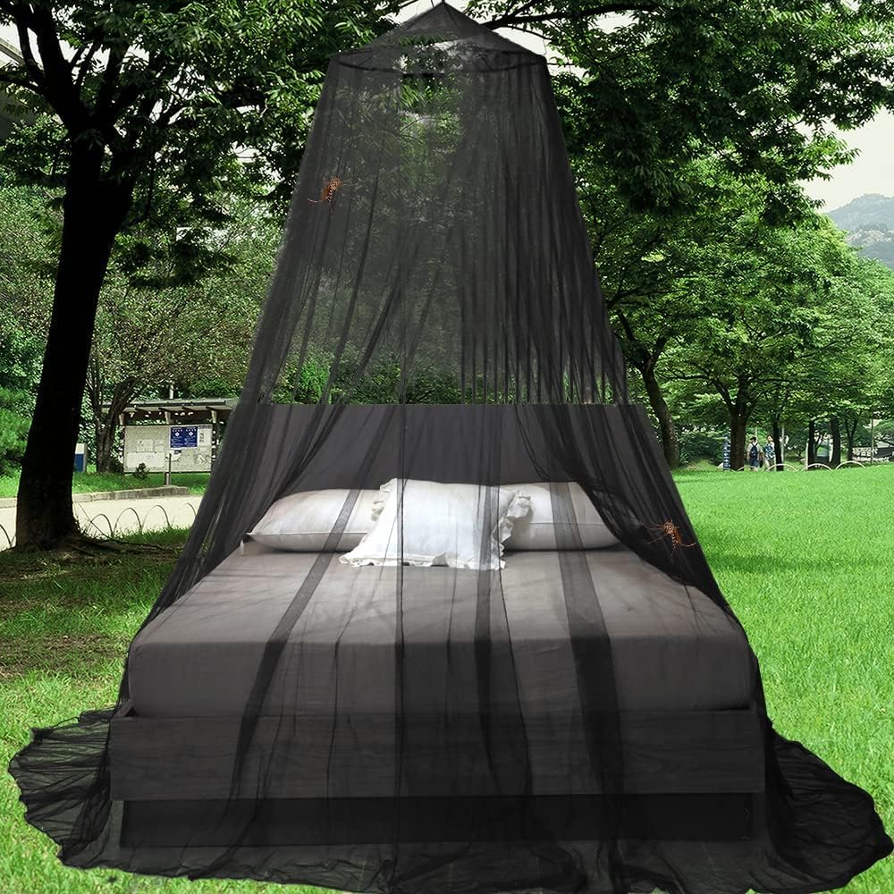ZIQINPSQ Bed Canopy,Fine-mesh mosquito screen, insect screen, Hanging Bed Net Cover, including mounting material, easy to install. (Black)