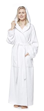 Arus Bademantel-Pacific für Damen und Herren mit Kapuze, extra lang, 100% Baumwolle Frottee, Hausmantel, Morgenmantel, Saunam