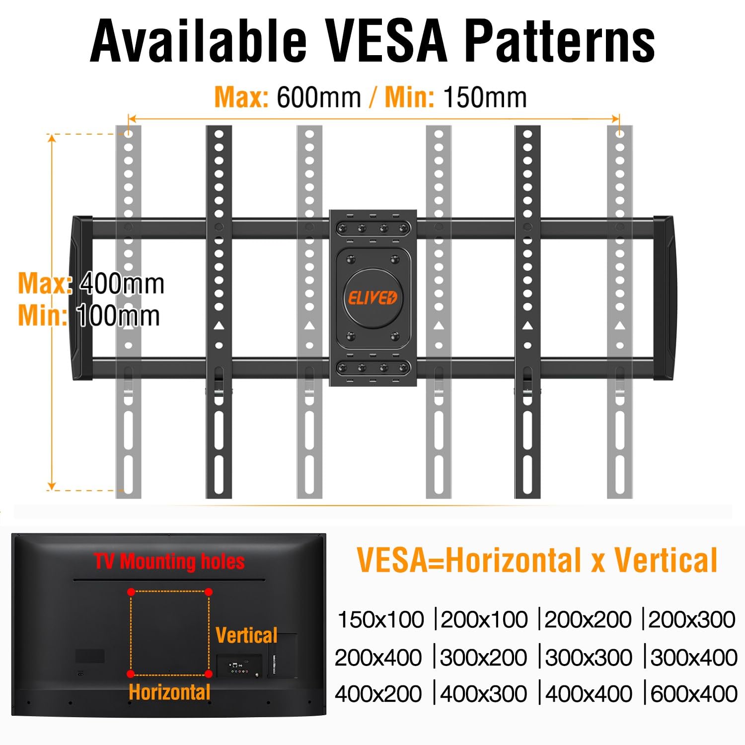 ELIVED TV Wall Mount for Most 37-82 Inch OLED QLED TVs, 8 Ball Bearings Smooth Swivel Extend for Ultra Slim Screens, Full Motion Wall Mount TV Bracket Max VESA 600x400mm, 100 lbs. Fits 16