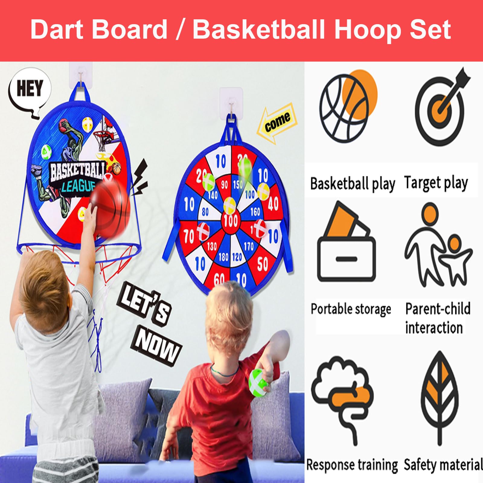 Pop Up Tents for Kids 3-5, Indoor Playhouse for Toddler with Golf, Dart, Basketball Hoop, Tiny Hamburg Playset, Foldable Tent for Toddlers, Boys and Girls, Flat-Folding Hamburg Car Play Tent