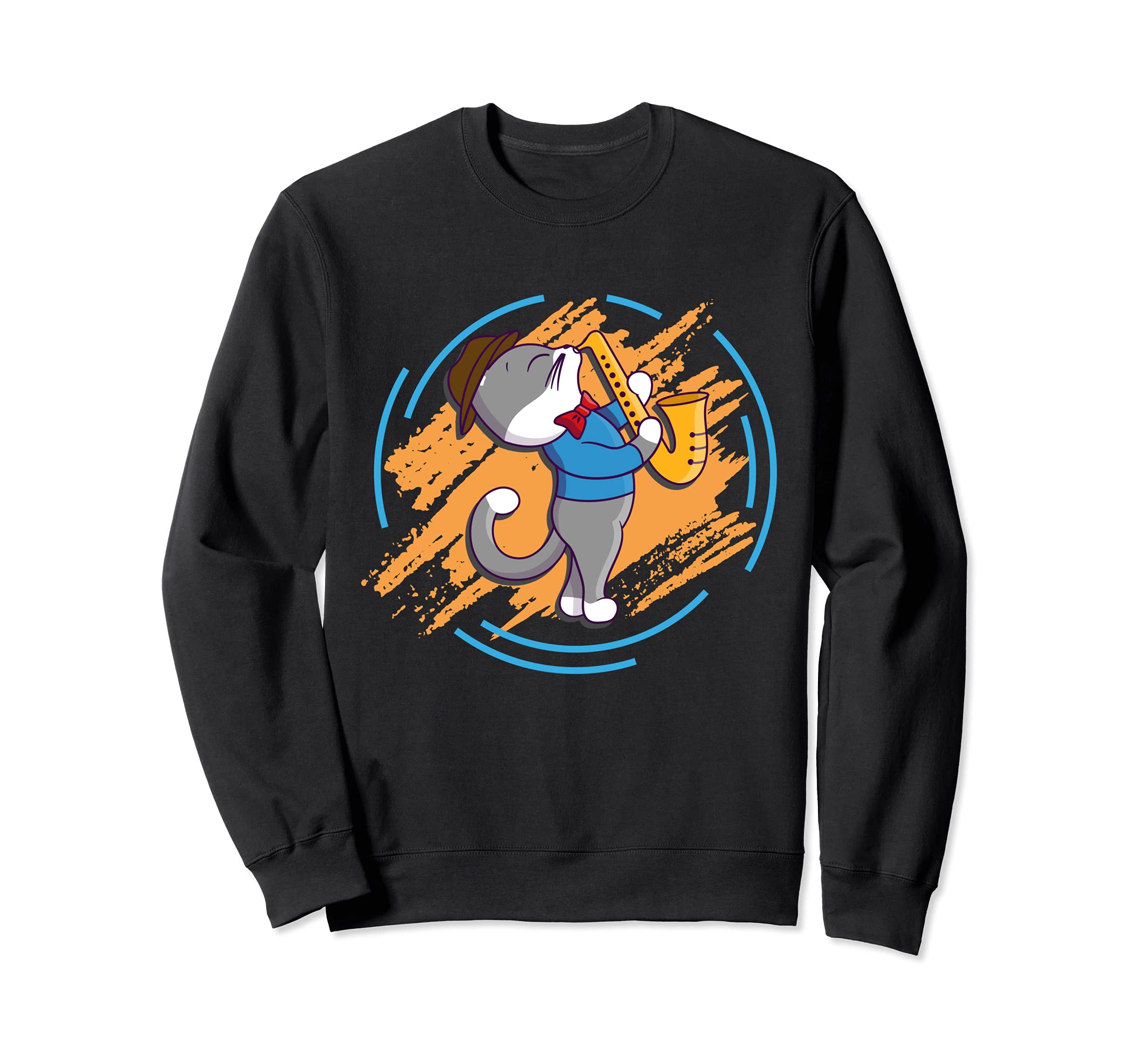 Cat Feline Claws Jazz Metal Wind Instrument Saxophone Music Sweatshirt