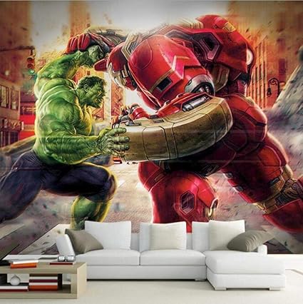 Carta Da Parati 3d Marvel Heroes Mural Gym Avengers