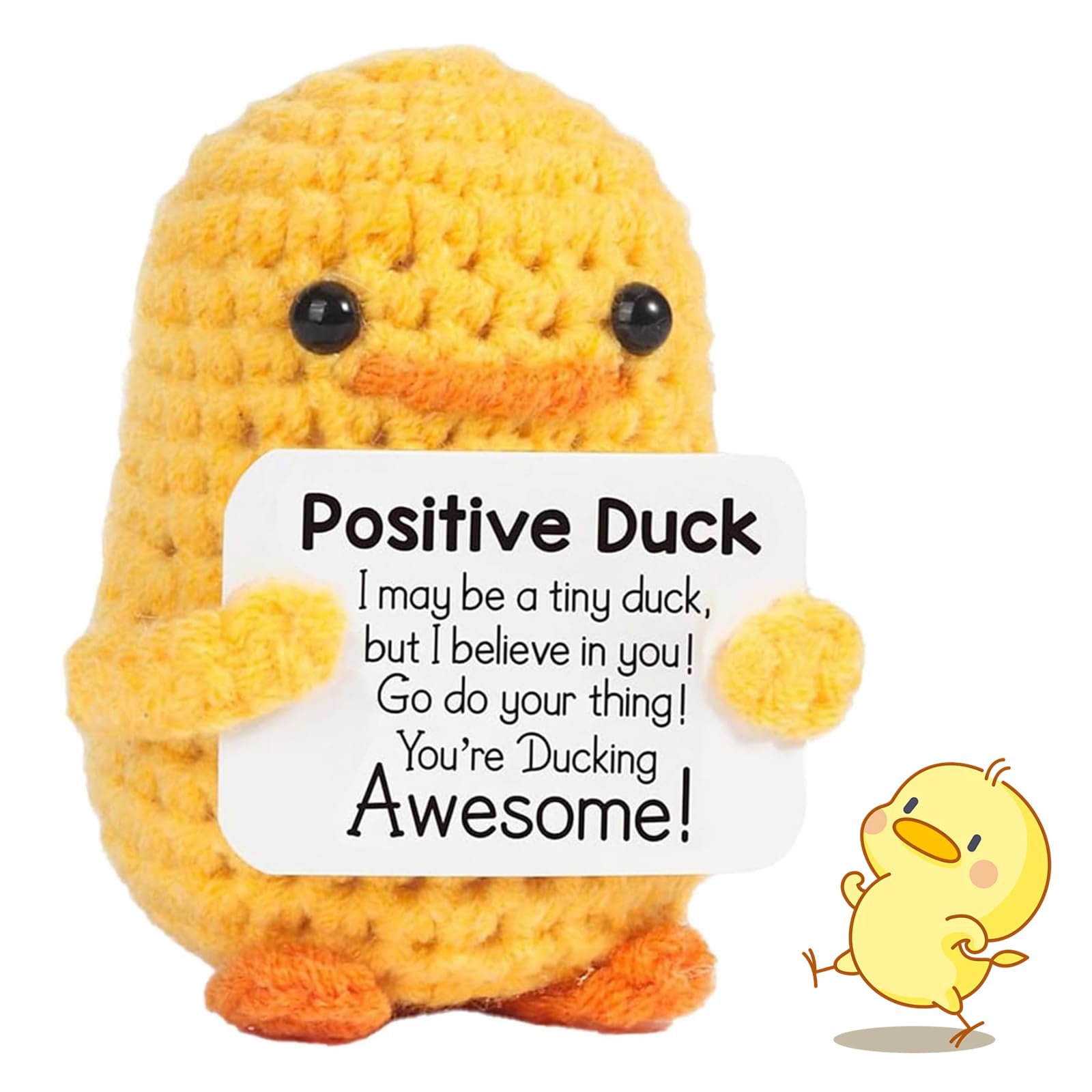 Anmahe Handmade Motivational Duck, Funny Positive Duck Wool Gifts, Positive Gifts, Mini Knitted Duck Doll with Card, Emotional Support, Suitable for Children, Friends, Family