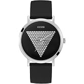 Guess Iconic Studded Black and Gold-Tone Logo Silicone Watch. Color: Black (Model: U1161G2)