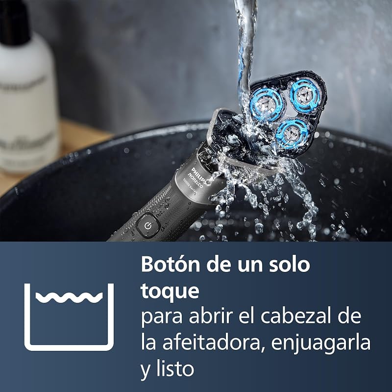Serie X5000 Afeitadora Eléctrica Hombre, Máquina de Afeitar Barba, 27 cuchillas, Cuida la piel, Cabezal flexible 360º, 50min de uso, En Seco y Húmedo, Recargable, X5004/00, Plata