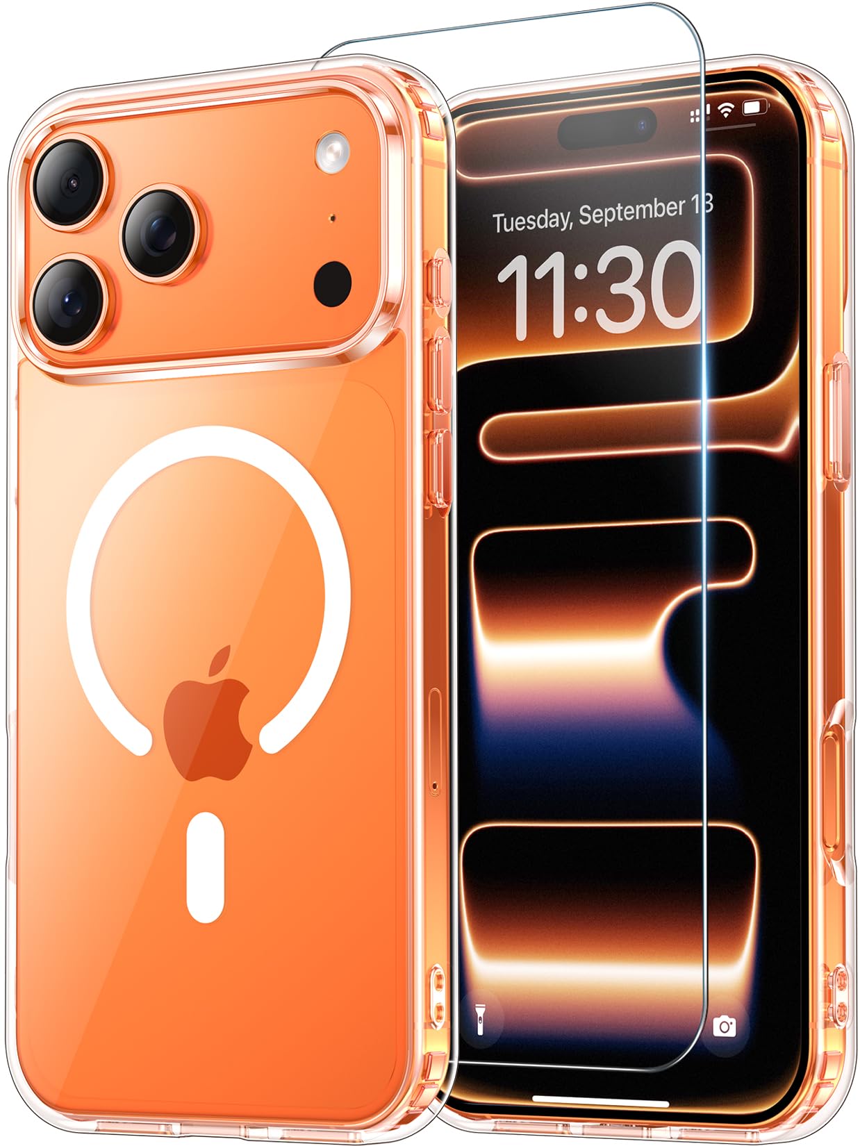 Photo 1 of Temdan for iPhone 17 Pro Case Clear with Screen Protector, [Compatible with Magsafe][Anti-Yellowing][Military-Grade Protection] Shockproof Slim Magnetic Phone Case 6.3 inch, Transparent