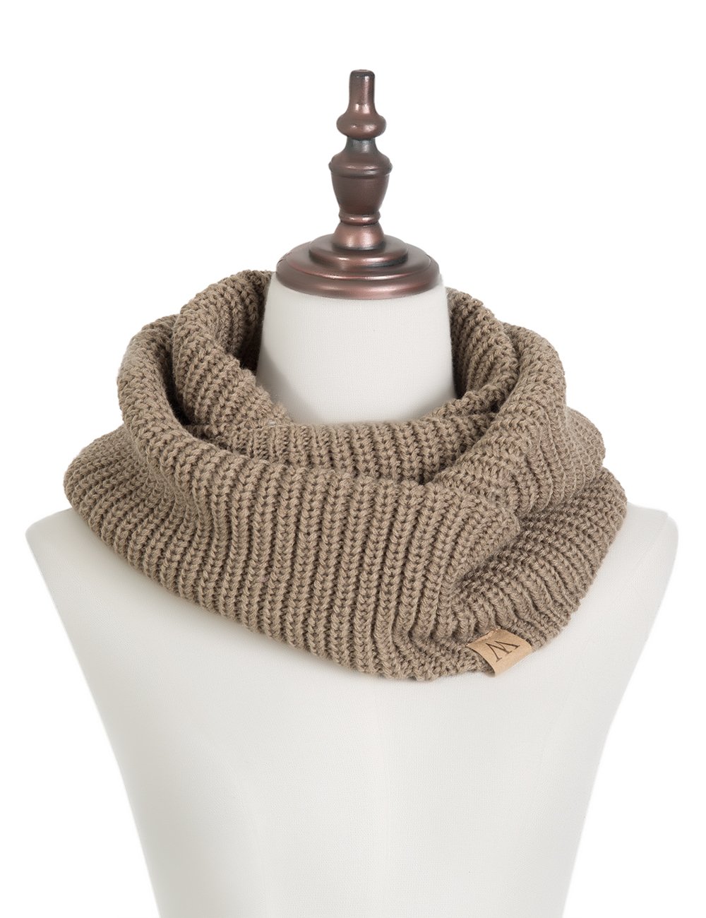 EVRFELAN Winter Warm Knitted Infinity Scarf and Beanie Hat Set ( Chocolate)